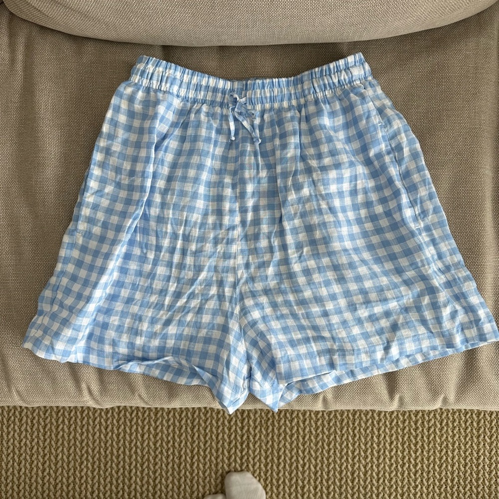 Frankie's Bikinis Light Blue Checkered Shorts